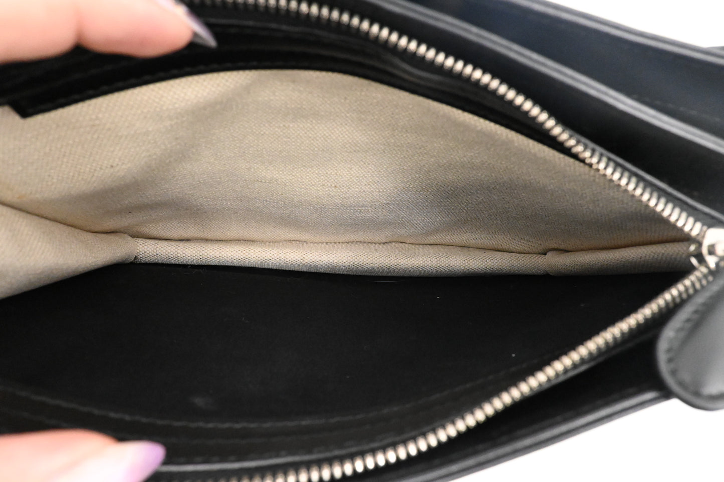 Balenciaga Navy Pochette Crossbody in Off White Canvas