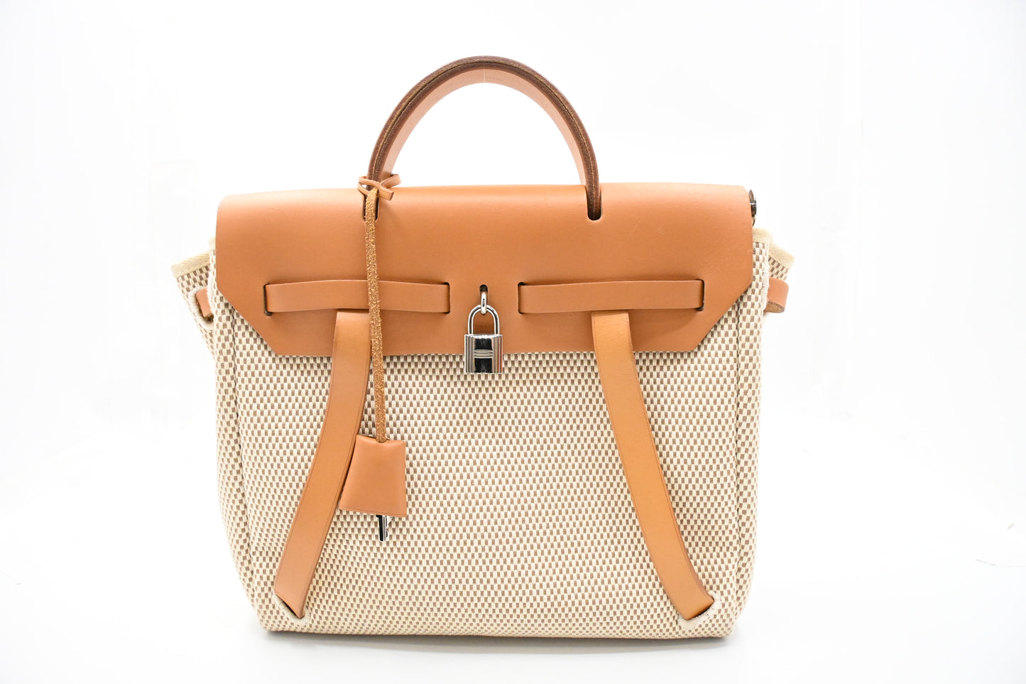 Hermes Herbag Backpack in Beige Canvas