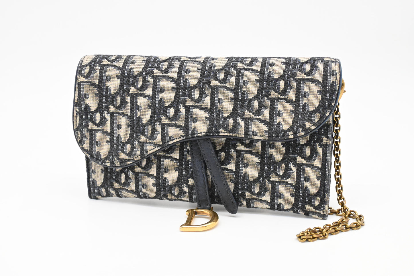 Dior Saddle Wallet on Chain in Oblique Canvas
