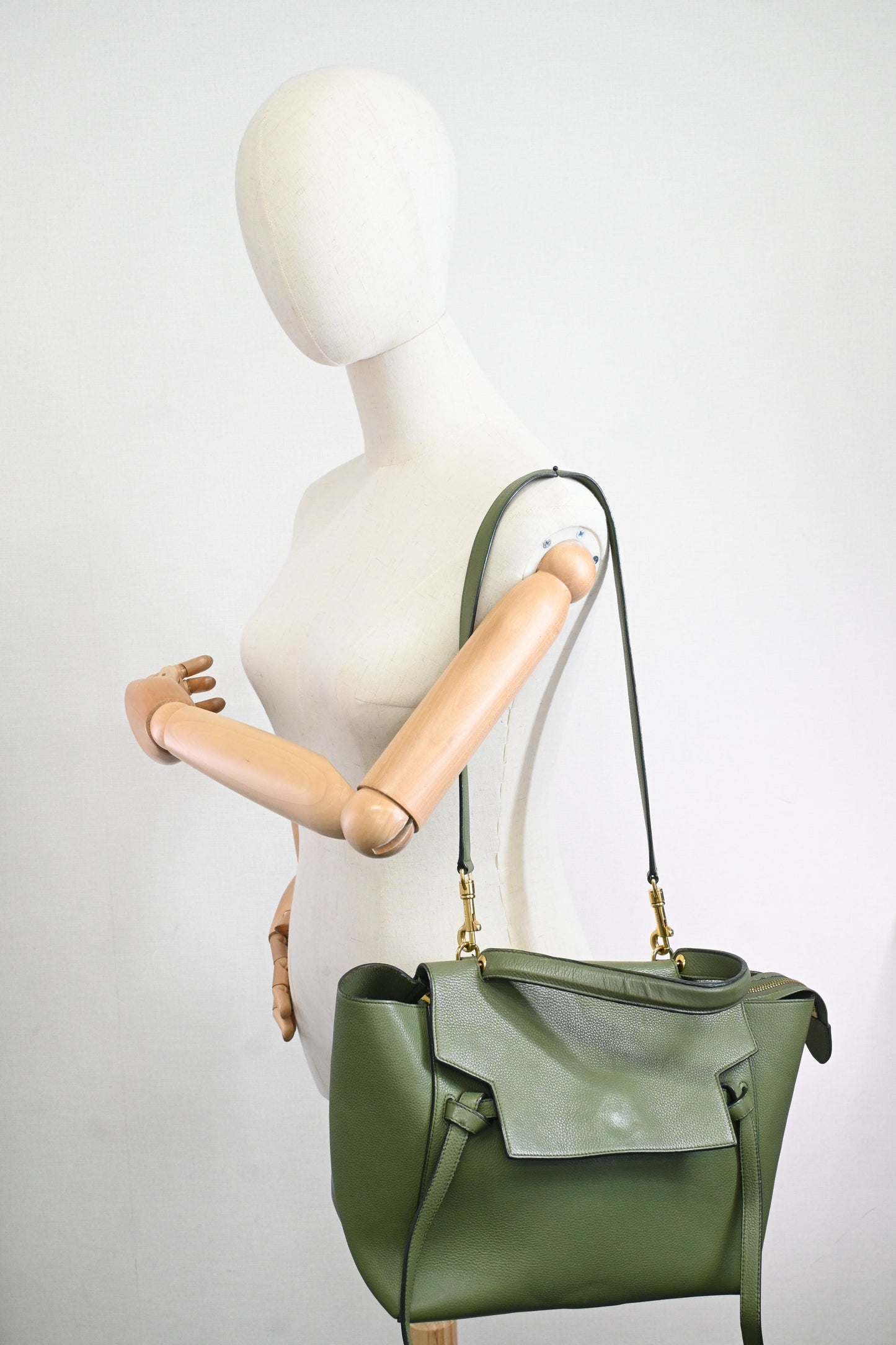 Celine Micro Belt Bag in Olive Green Leather