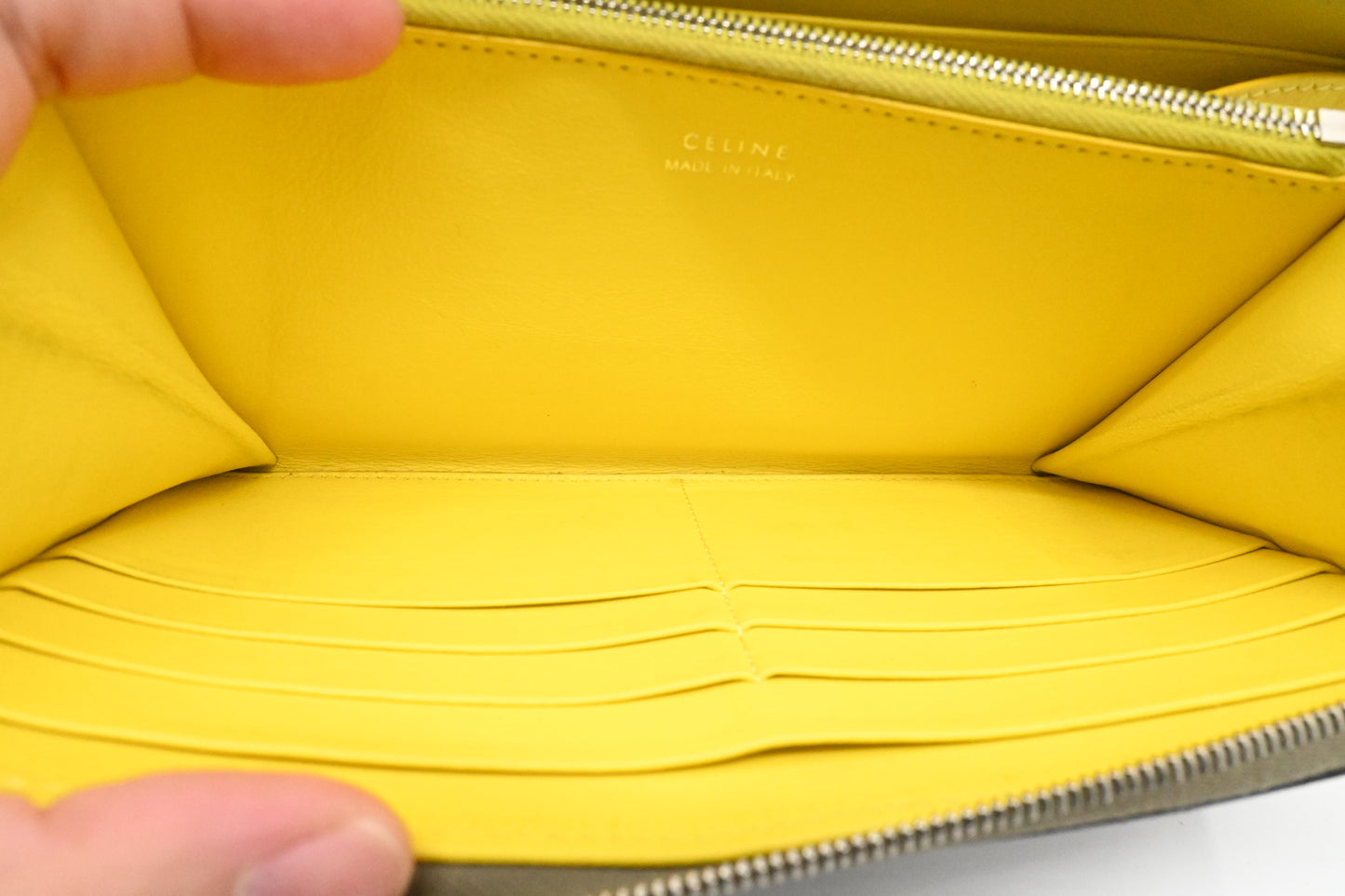 Celine Long Zippy Wallet in Beige Leather