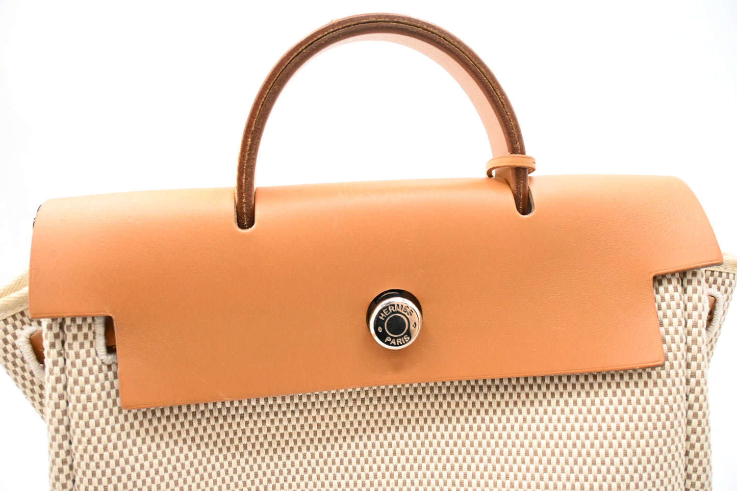 Hermes Herbag Backpack in Beige Canvas