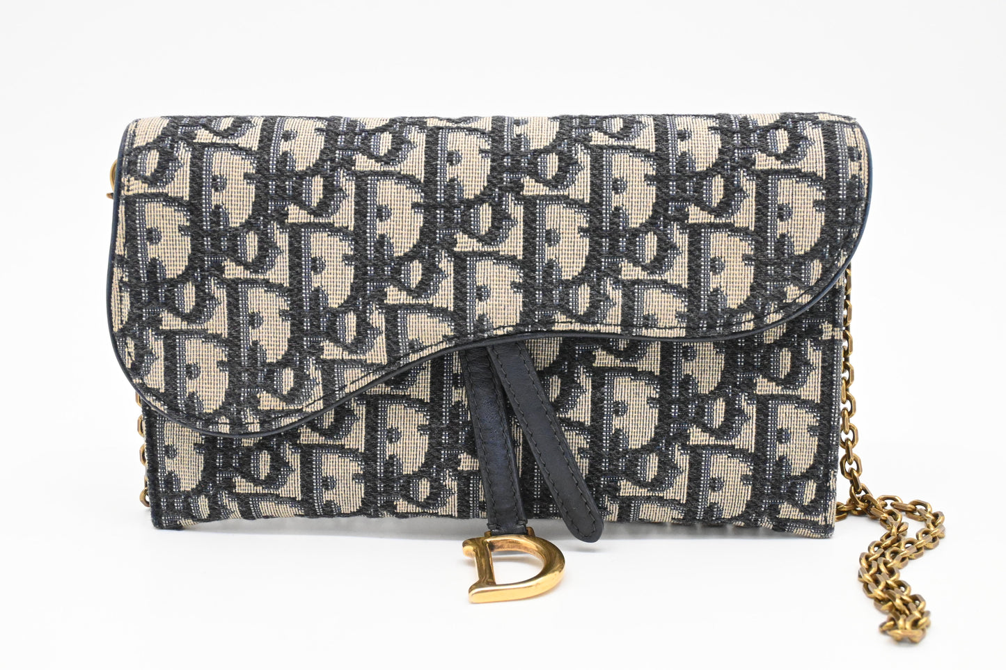Dior Saddle Wallet on Chain in Oblique Canvas