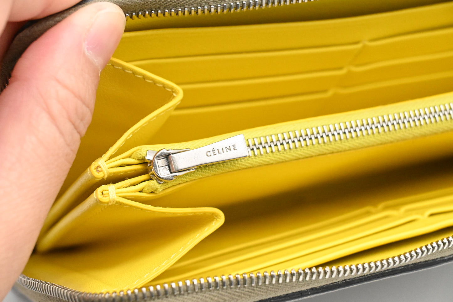 Celine Long Zippy Wallet in Beige Leather