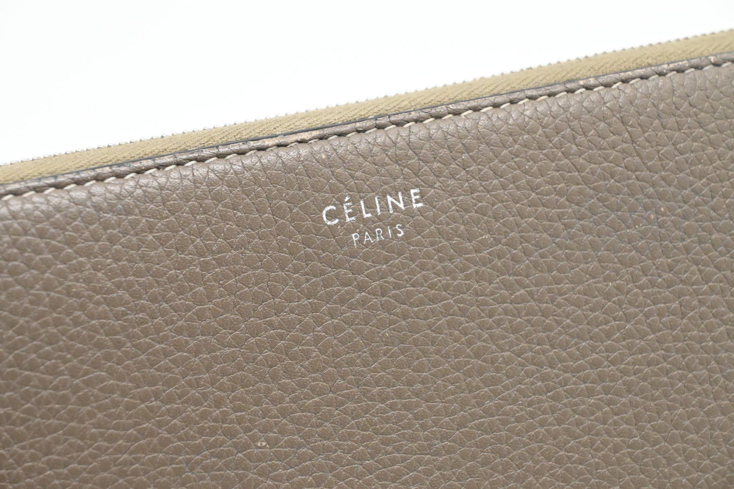 Celine Long Zippy Wallet in Beige Leather