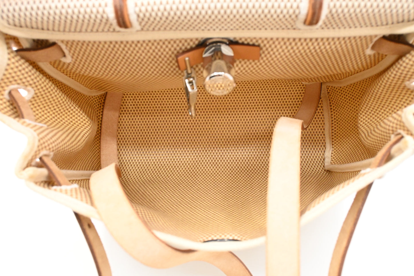 Hermes Herbag Backpack in Beige Canvas