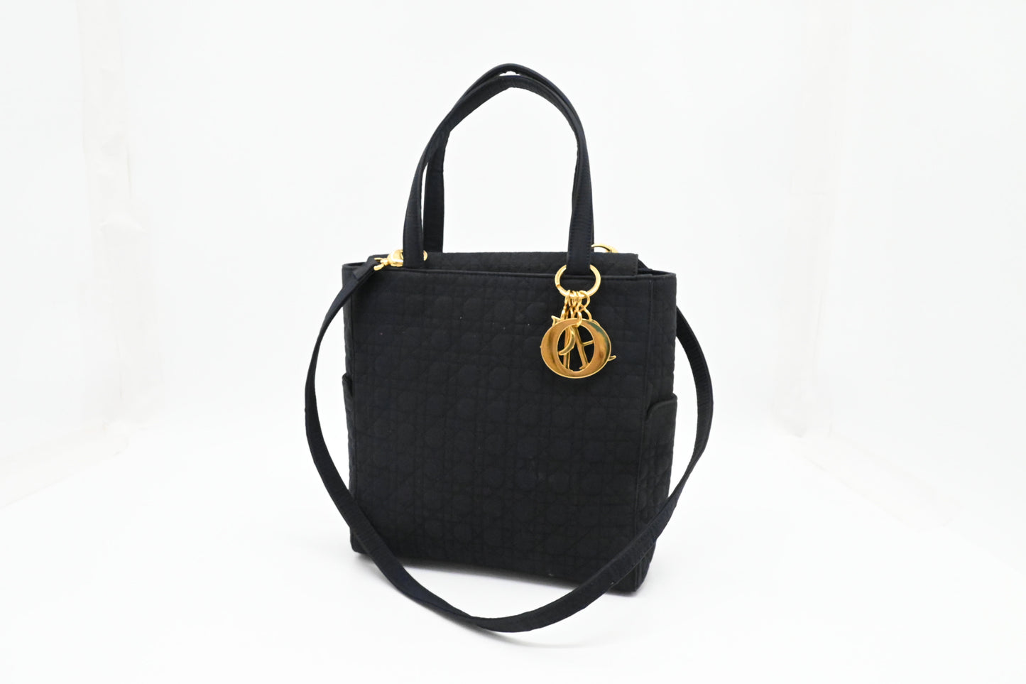 Dior 2way Bag in Dark Navy Blue Cannage Canvas