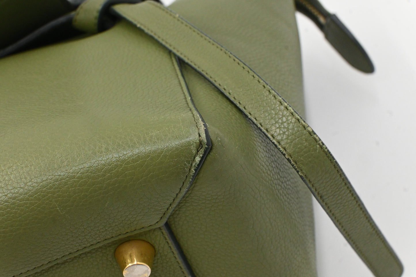 Celine Micro Belt Bag in Olive Green Leather