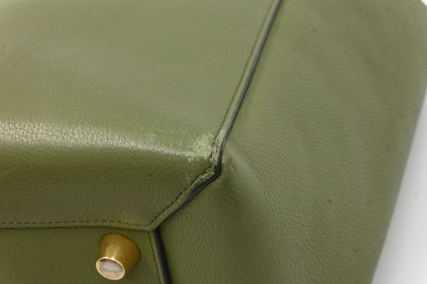 Celine Micro Belt Bag in Olive Green Leather