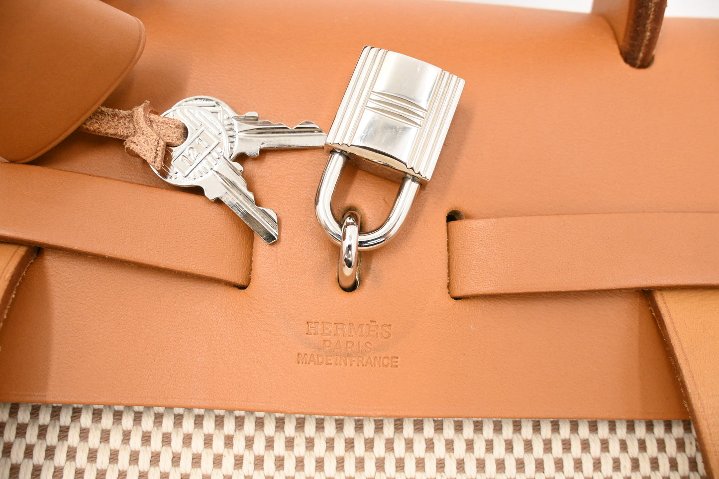 Hermes Herbag Backpack in Beige Canvas