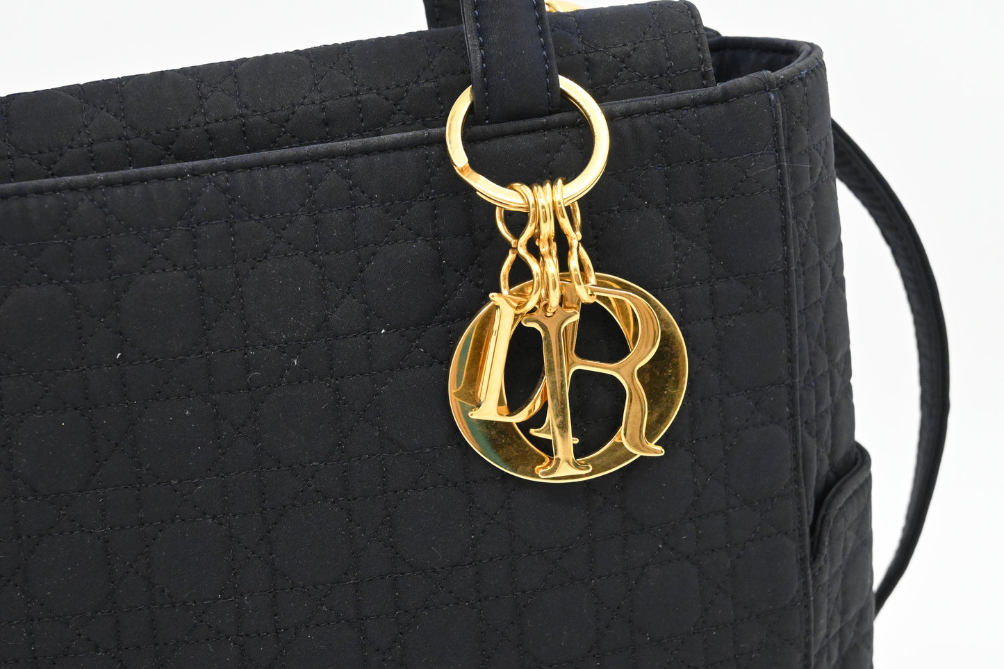 Dior 2way Bag in Dark Navy Blue Cannage Canvas