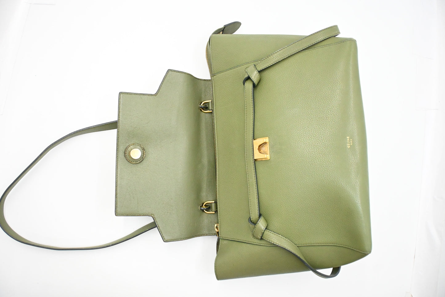 Celine Micro Belt Bag in Olive Green Leather