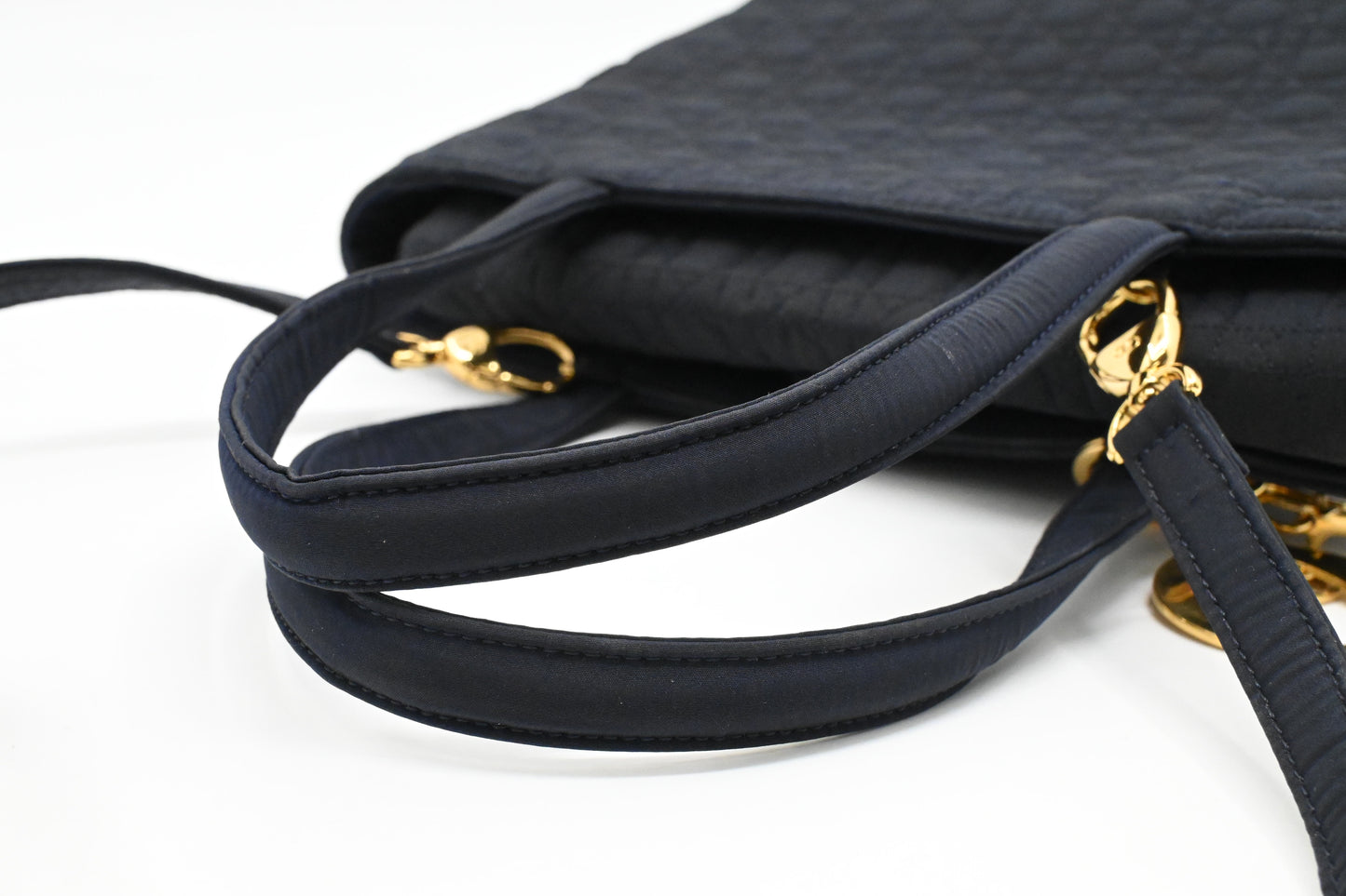 Dior 2way Bag in Dark Navy Blue Cannage Canvas
