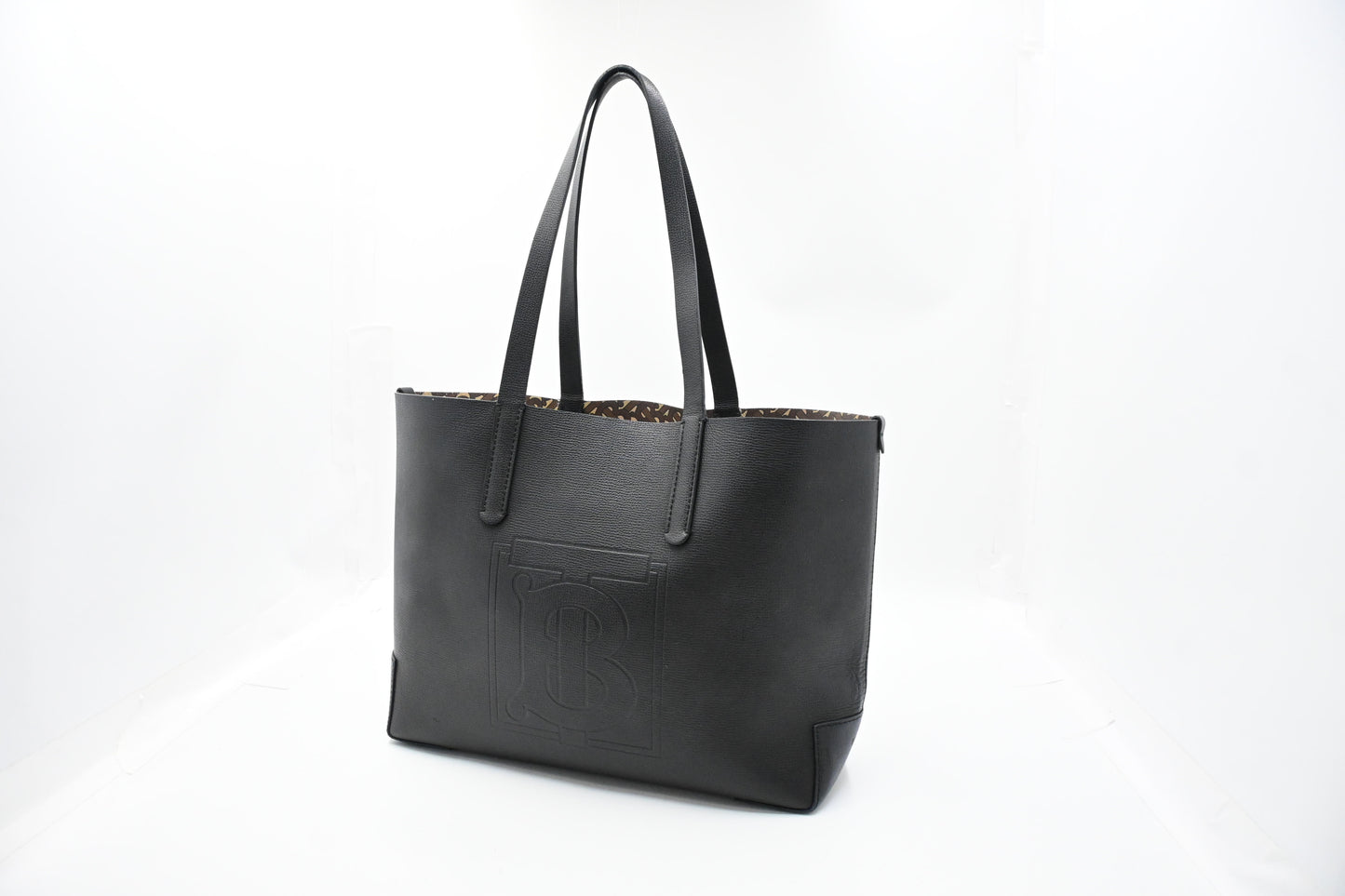 Burberry Medium Embossed Tote in Black Leather