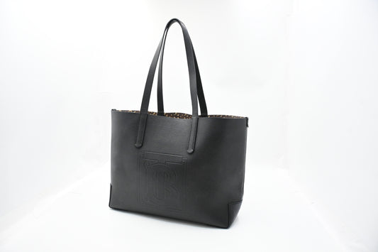 Burberry Medium Embossed Tote in Black Leather
