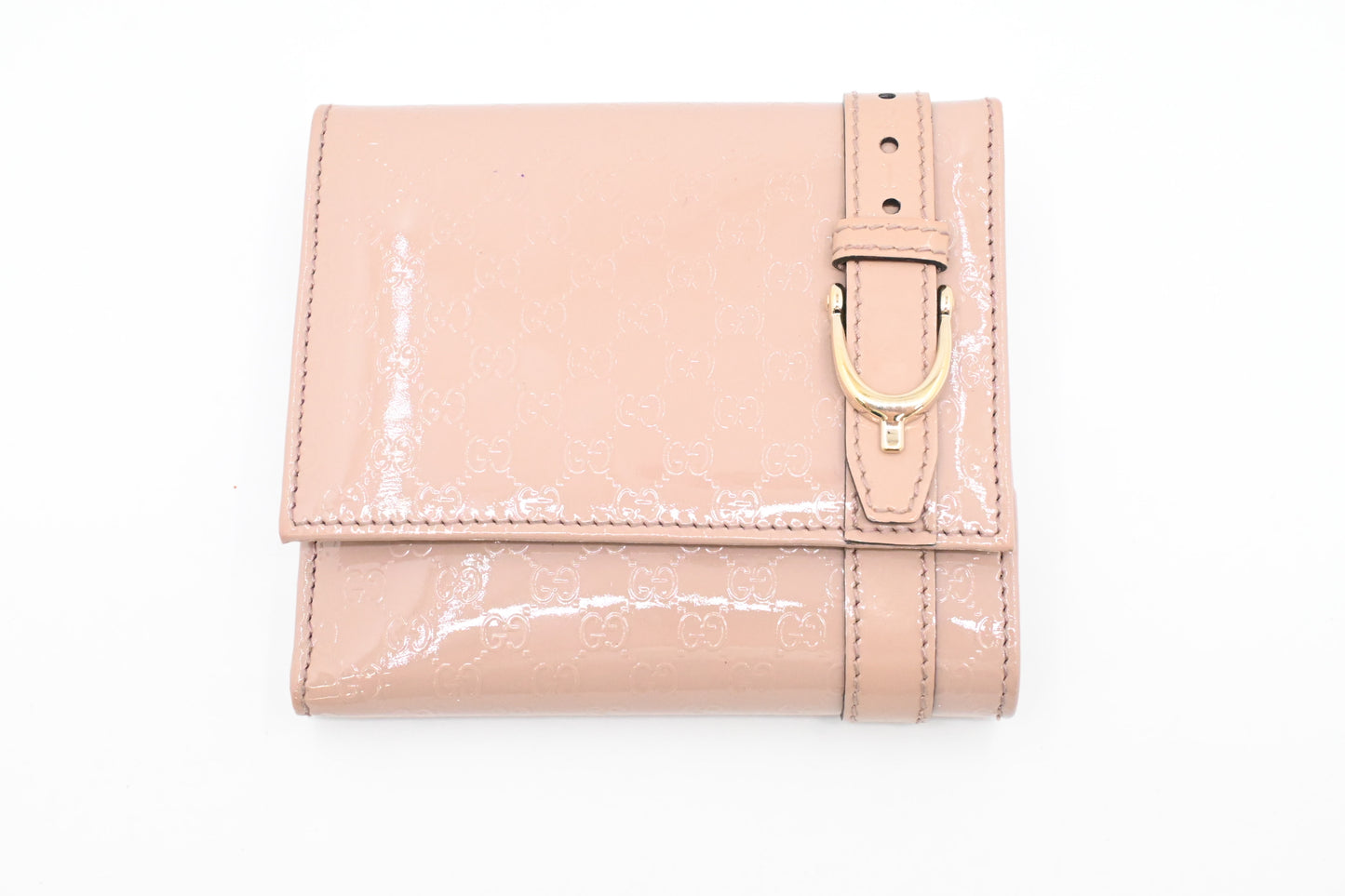 Gucci Compact Wallet in Pale Pink Patent Leather