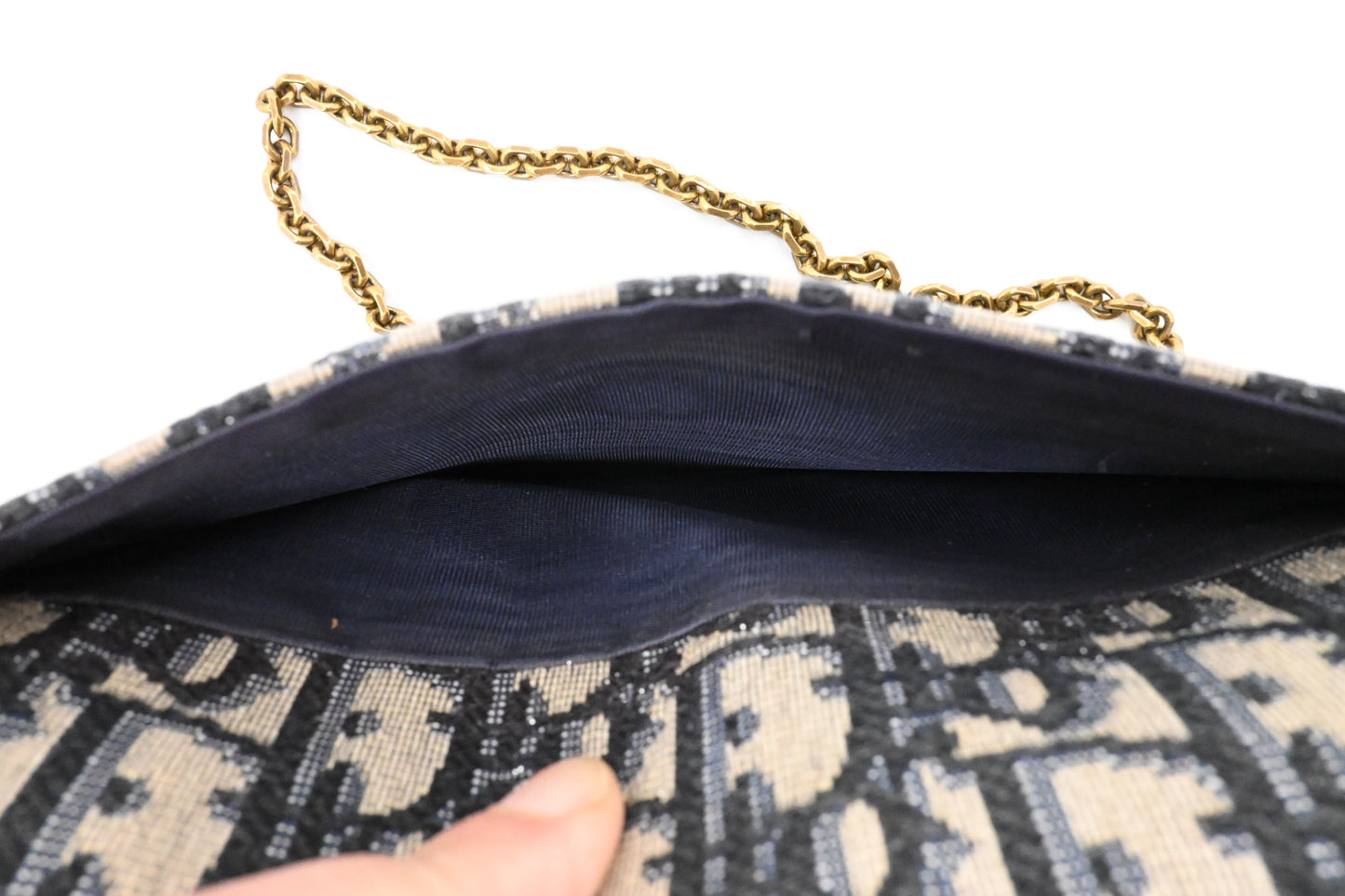 Dior Saddle Wallet on Chain in Oblique Canvas