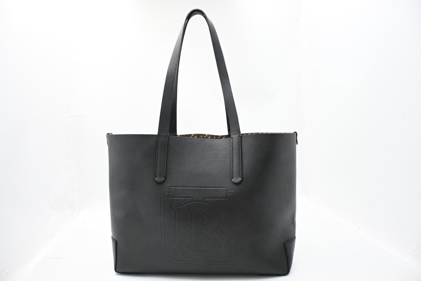Burberry Medium Embossed Tote in Black Leather