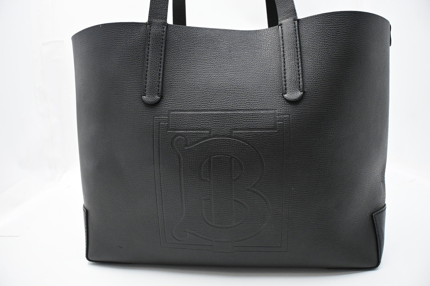 Burberry Medium Embossed Tote in Black Leather