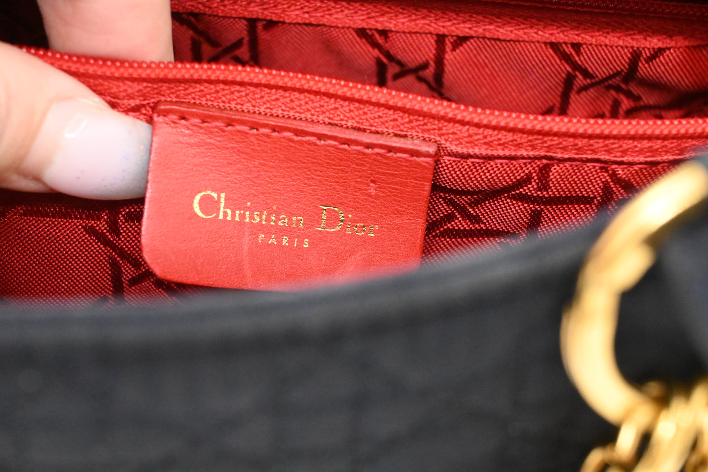 Dior 2way Bag in Dark Navy Blue Cannage Canvas
