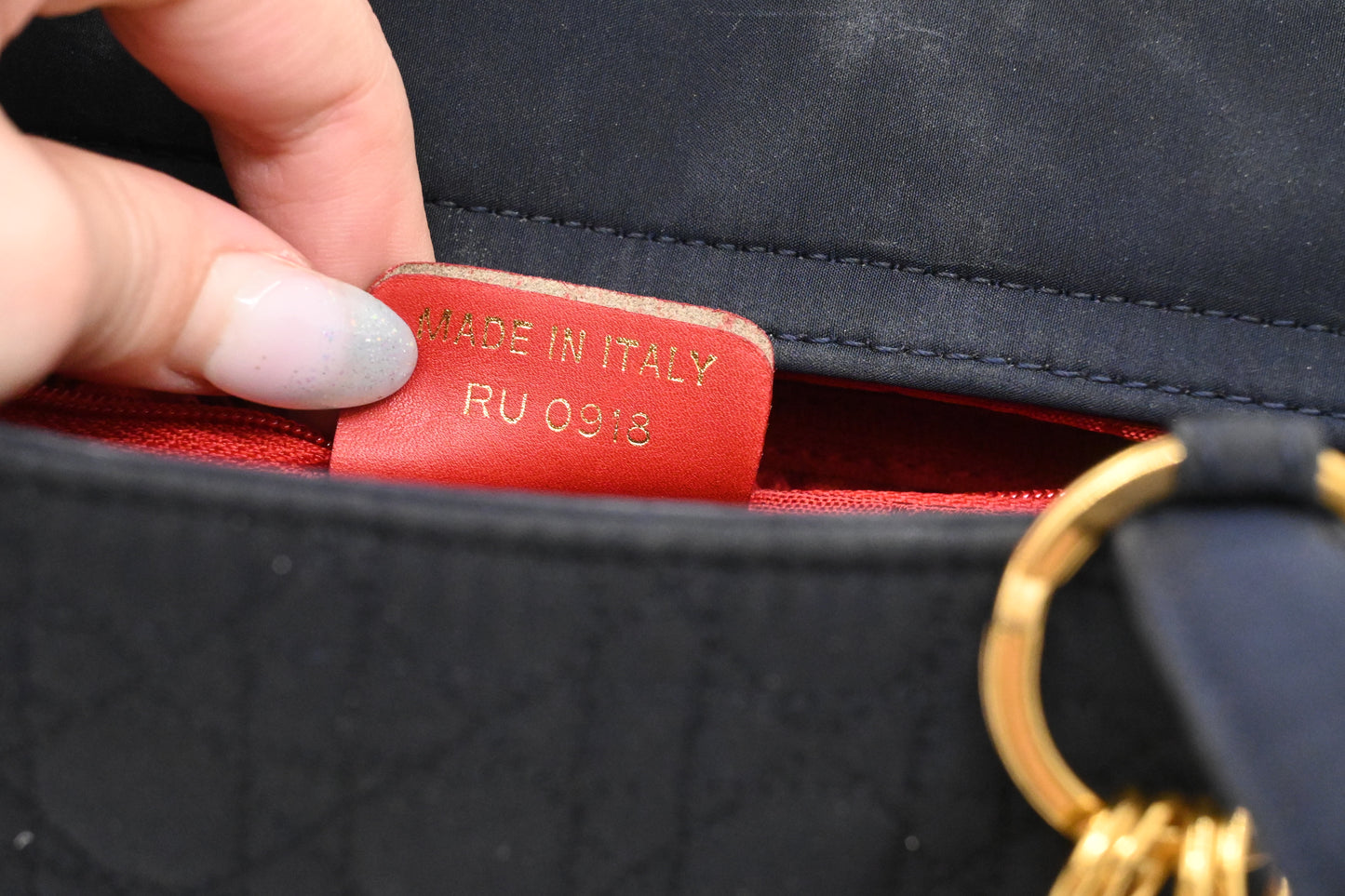 Dior 2way Bag in Dark Navy Blue Cannage Canvas