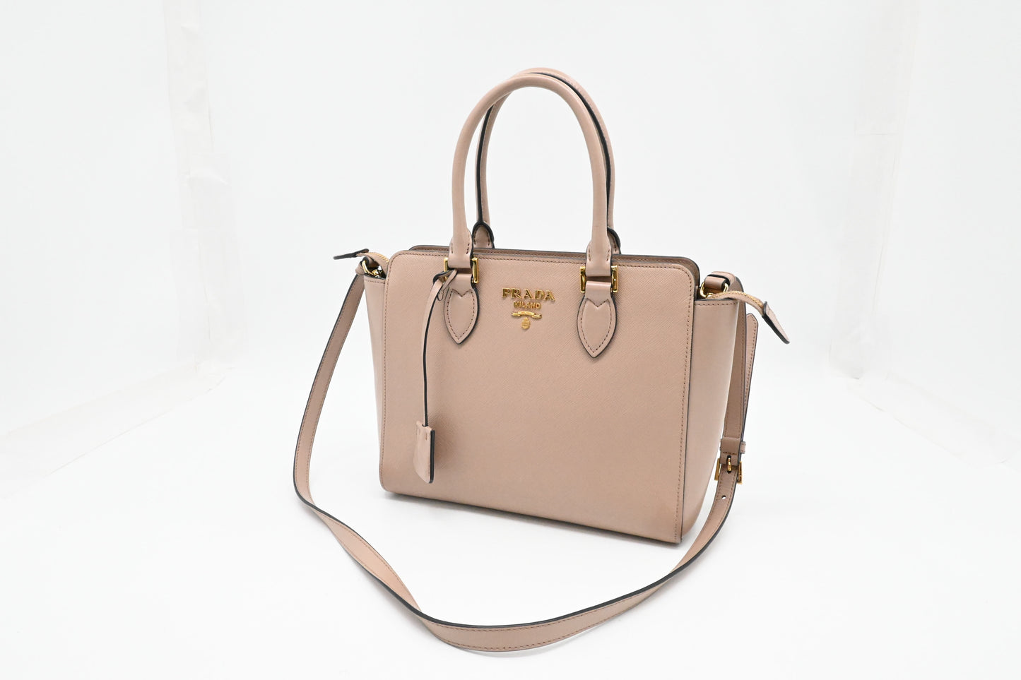 Prada 2way Bag in Light Pink Saffiano Leather