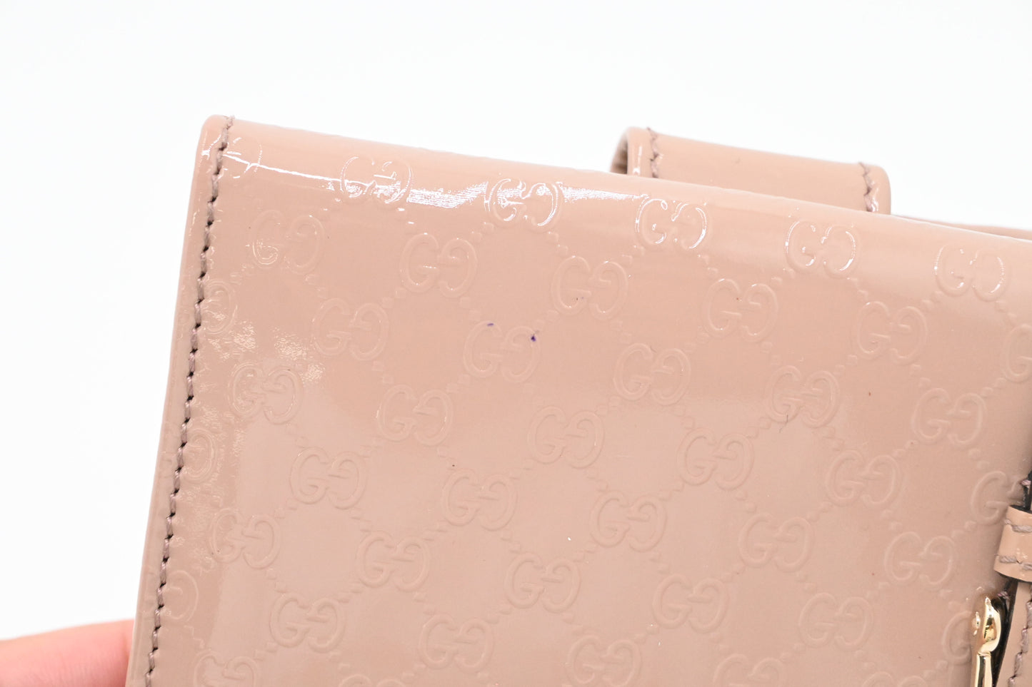 Gucci Compact Wallet in Pale Pink Patent Leather