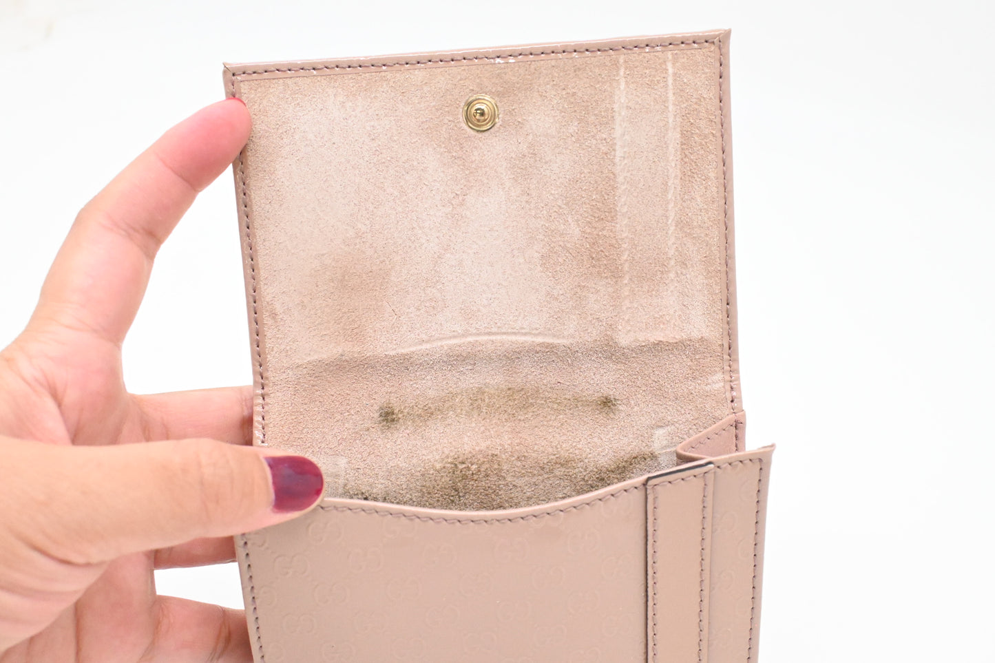 Gucci Compact Wallet in Pale Pink Patent Leather