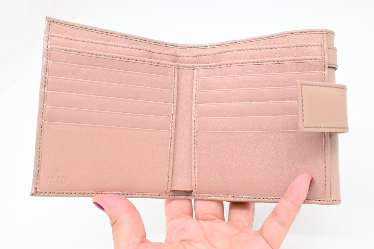Gucci Compact Wallet in Pale Pink Patent Leather