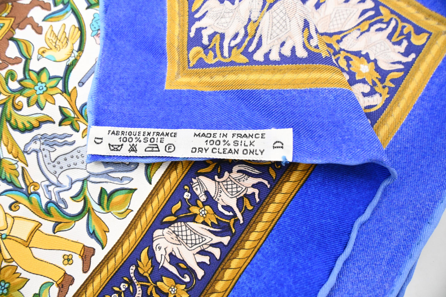 Hermes Carre 90 "Chasse en INe" in Brown Silk