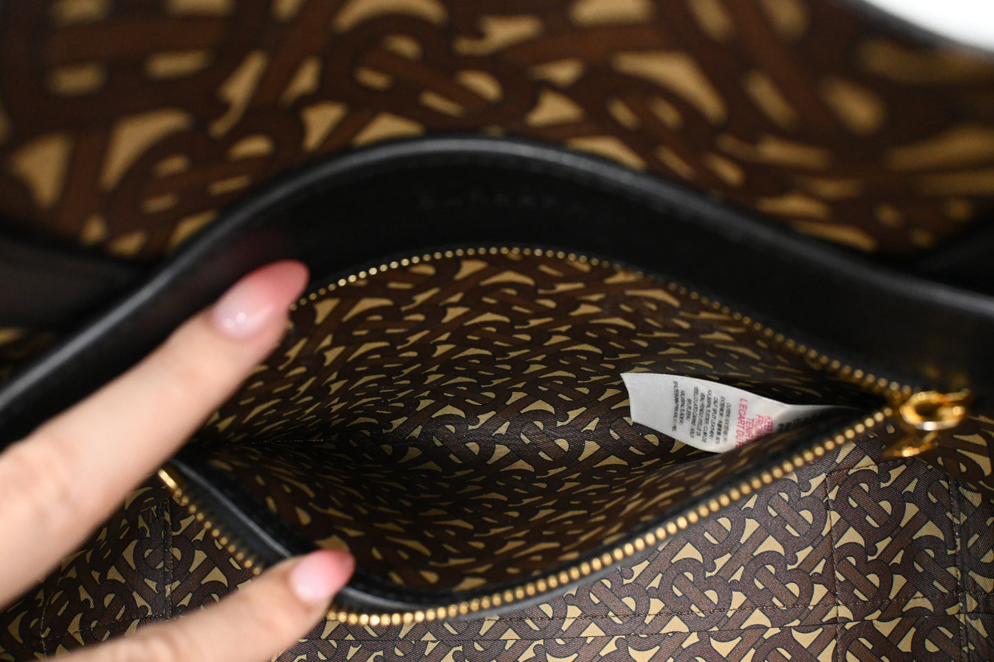 Burberry Medium Embossed Tote in Black Leather