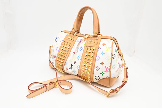 Louis Vuitton Courtney MM in White Multicolor Monogram Canvas
