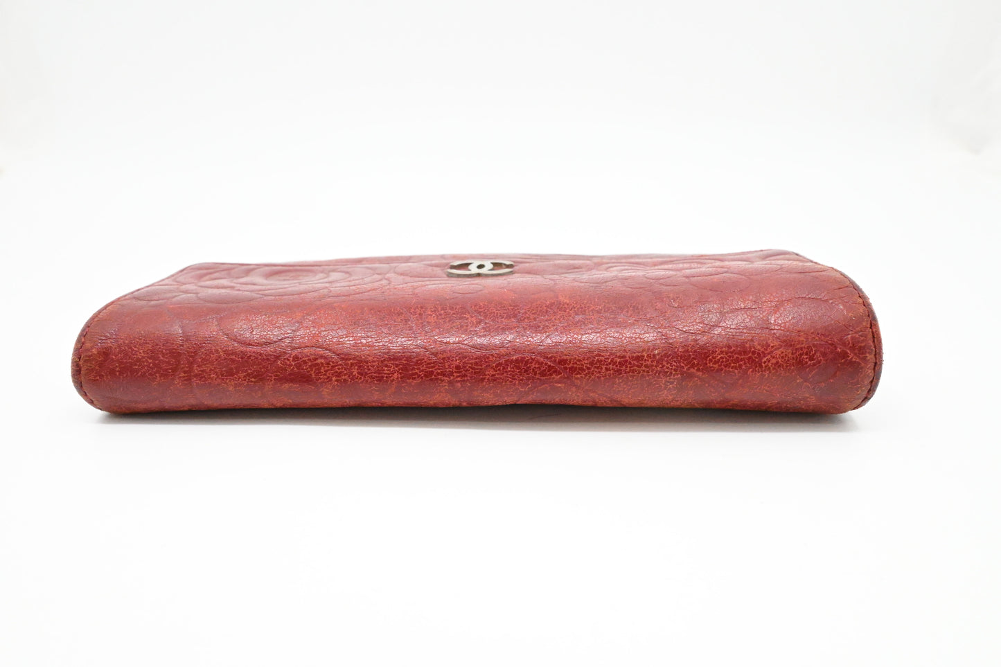Chanel Camelia Long Wallet in Red Leather