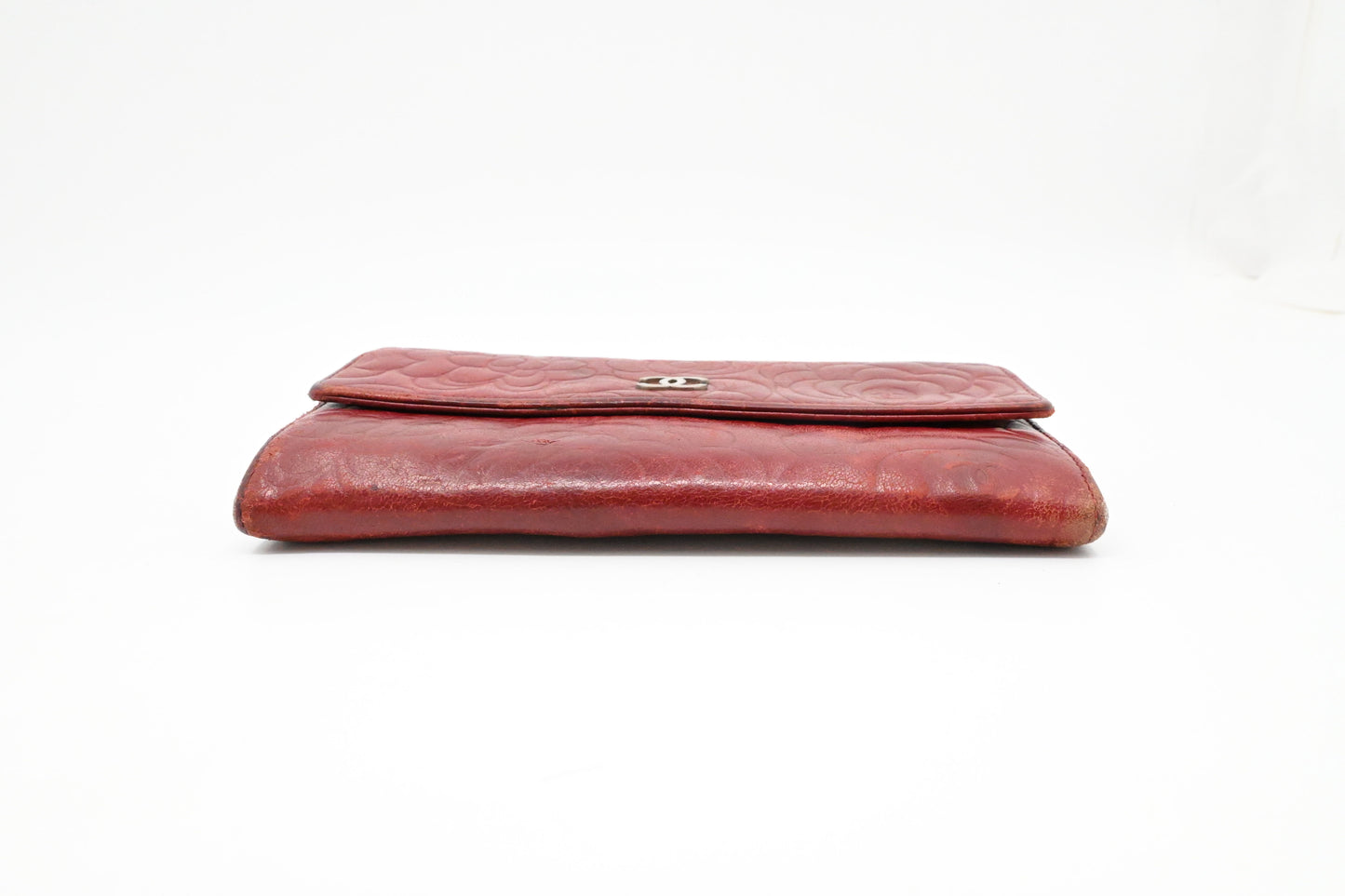 Chanel Camelia Long Wallet in Red Leather