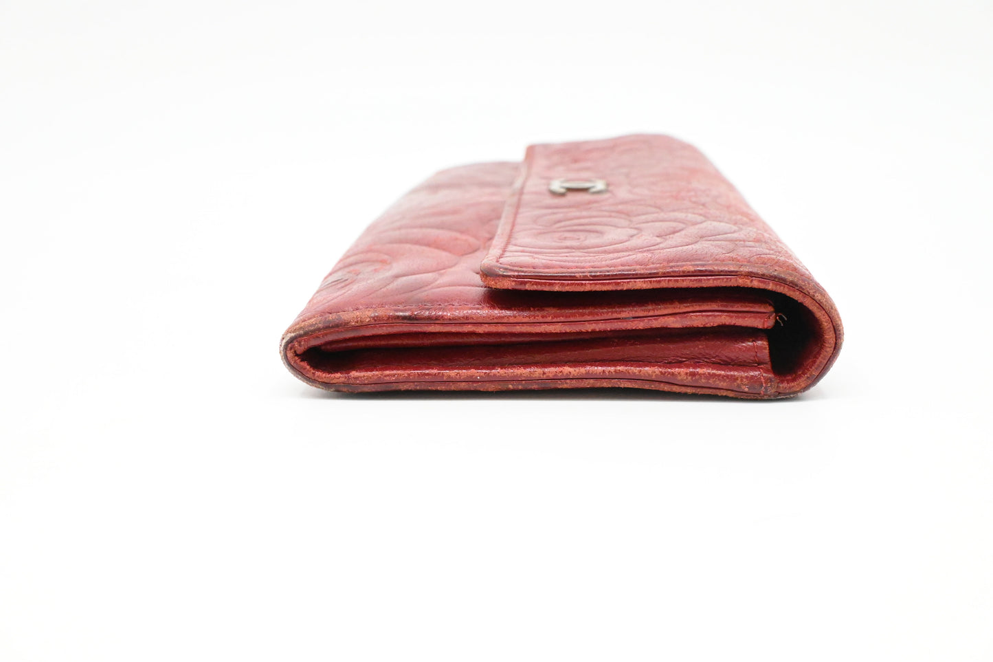 Chanel Camelia Long Wallet in Red Leather