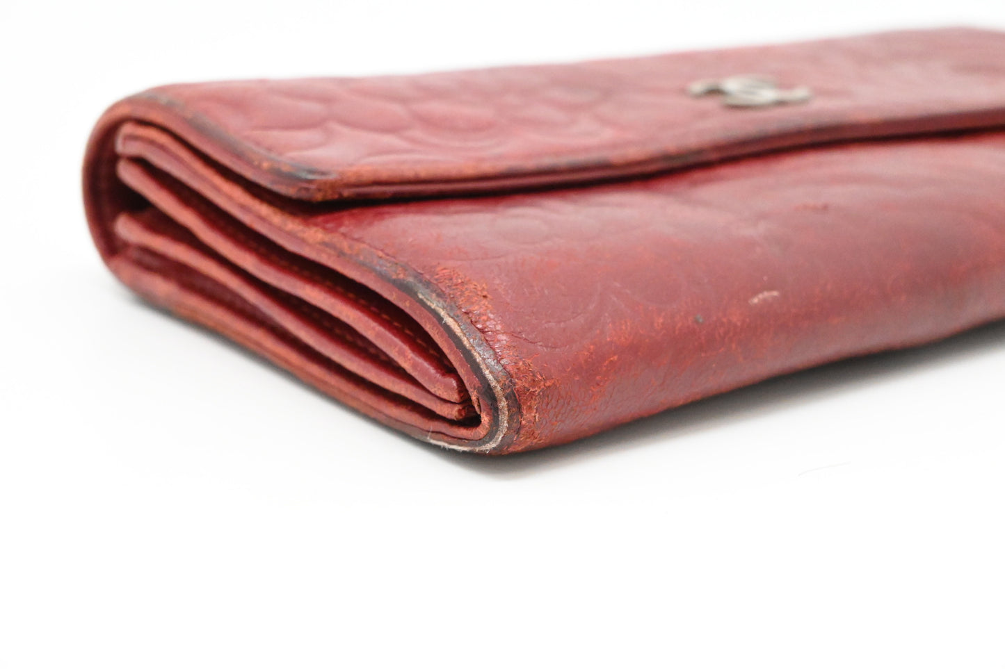 Chanel Camelia Long Wallet in Red Leather