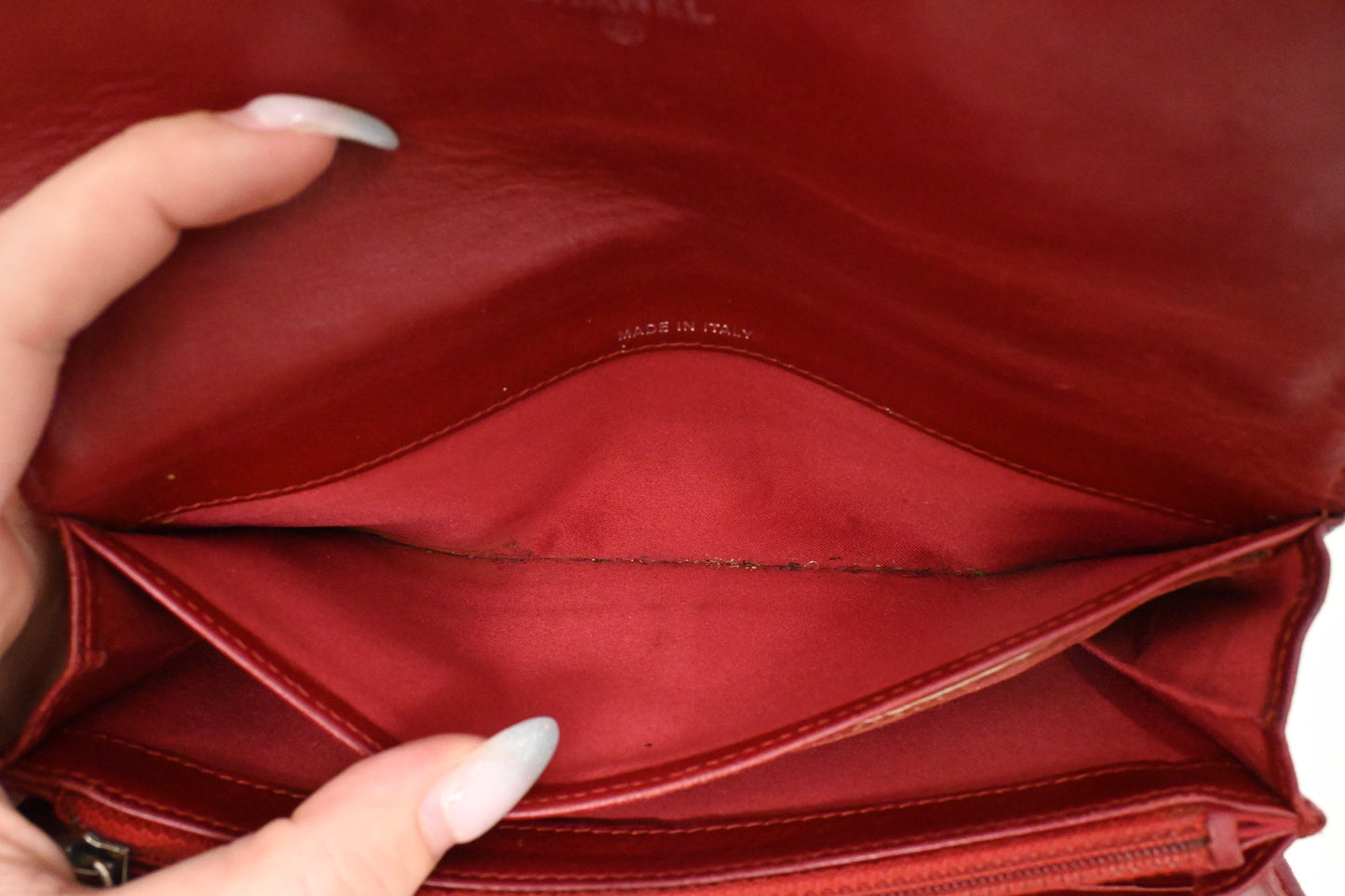 Chanel Camelia Long Wallet in Red Leather