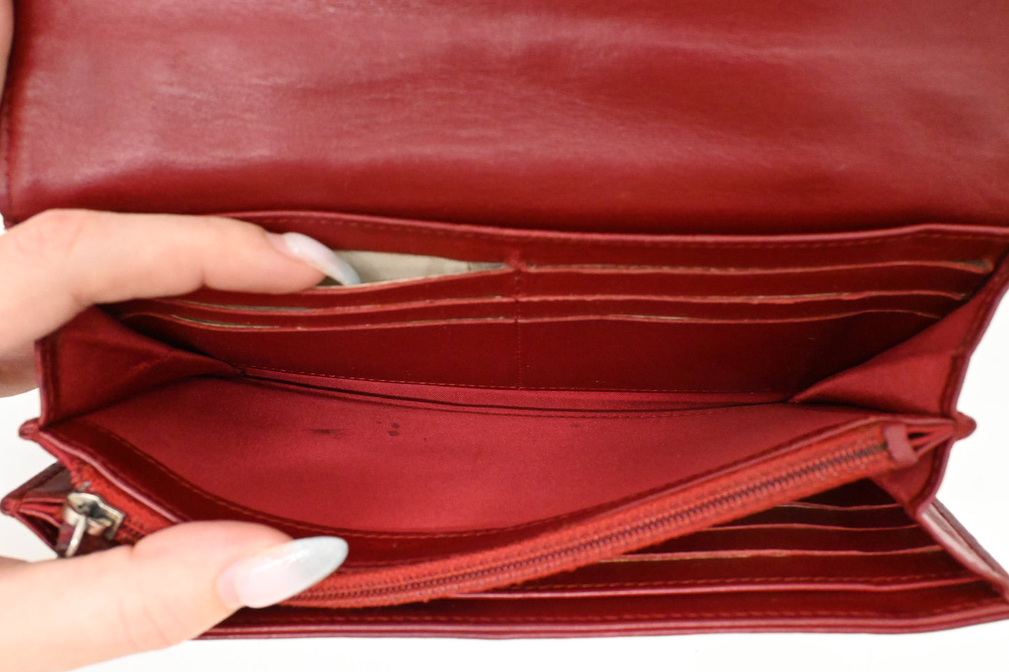 Chanel Camelia Long Wallet in Red Leather