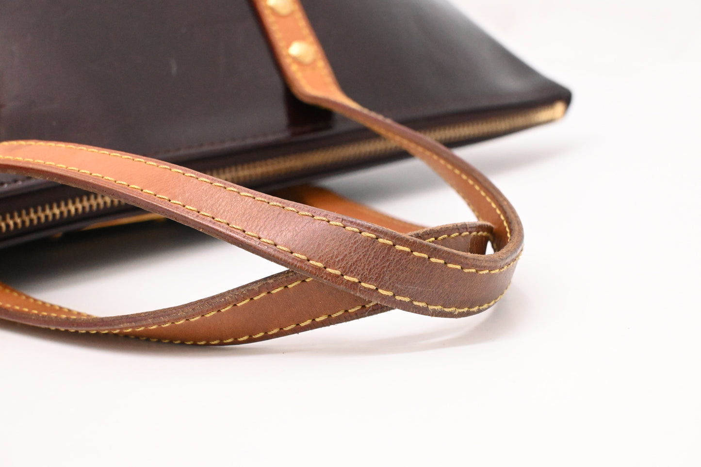 Louis Vuitton Bellevue PM in Amarante Vernis Leather