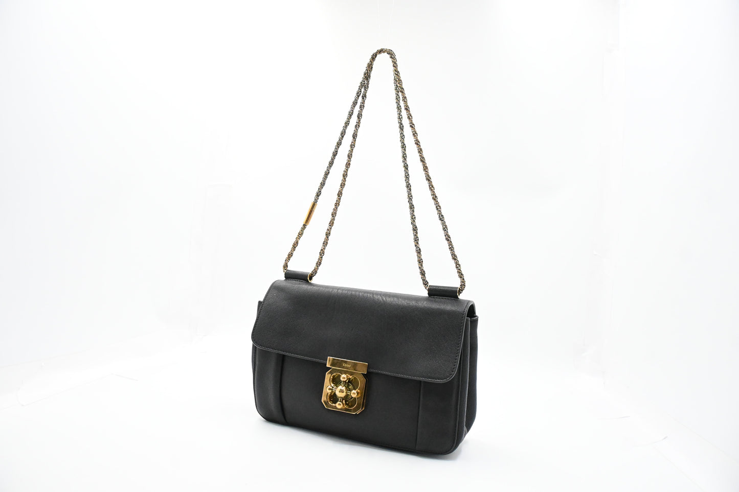 Chloe Elsie Shoulder Bag in Black Leather