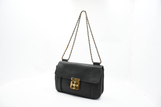 Chloe Elsie Shoulder Bag in Black Leather