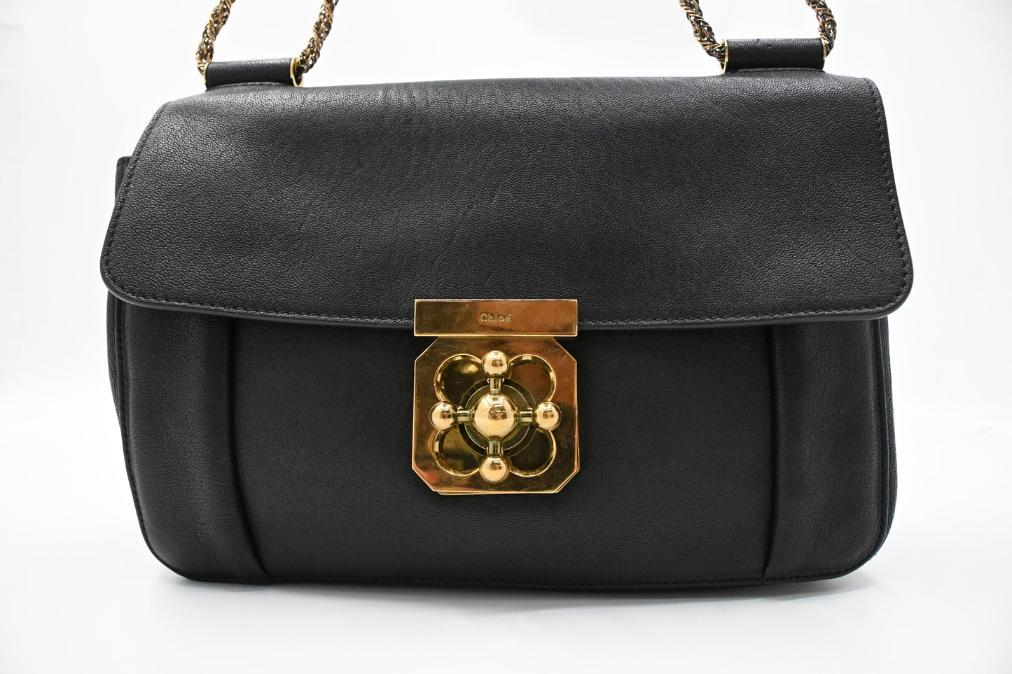 Chloe Elsie Shoulder Bag in Black Leather