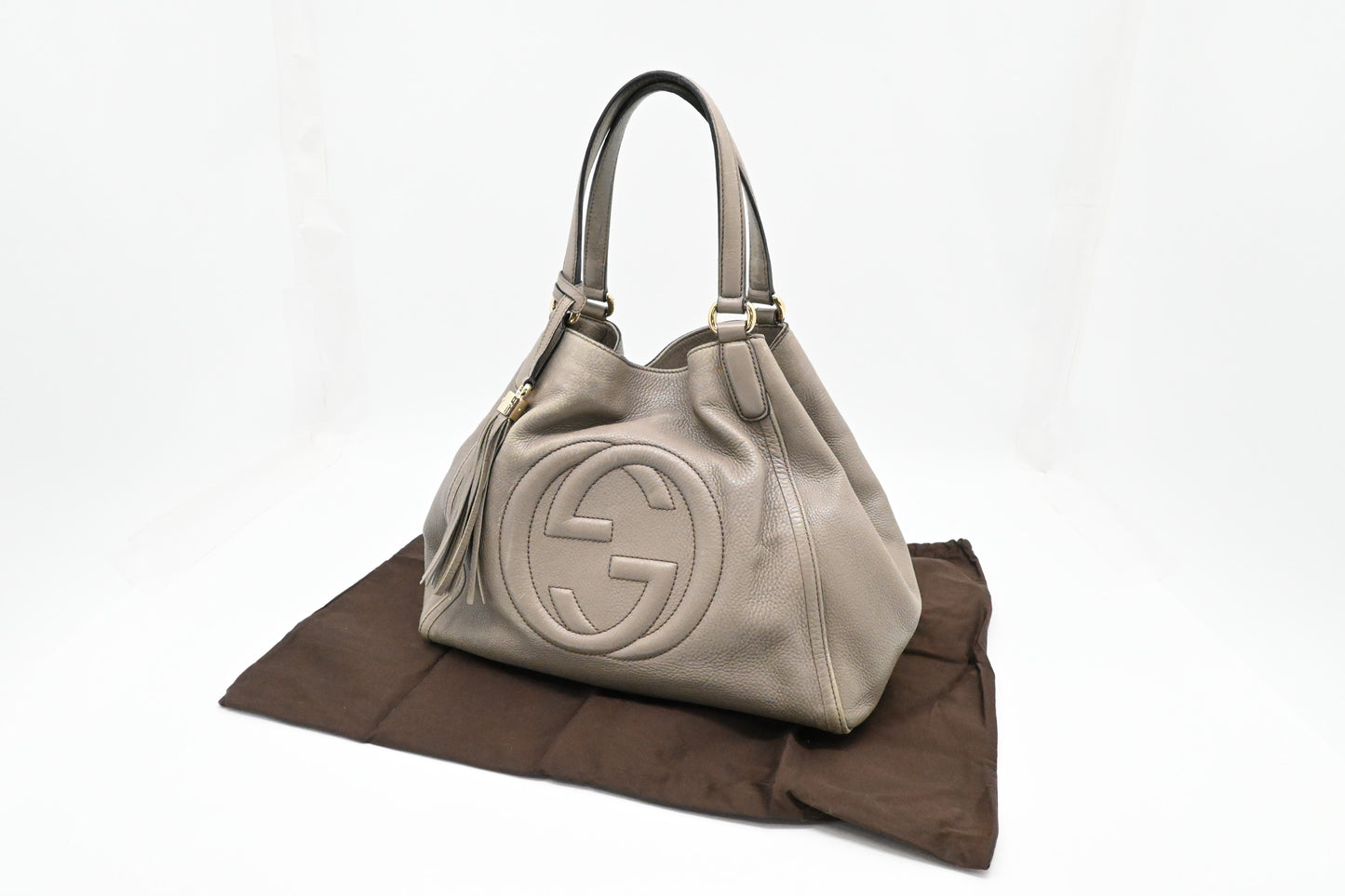 Gucci Soho Tote in Greige Leather