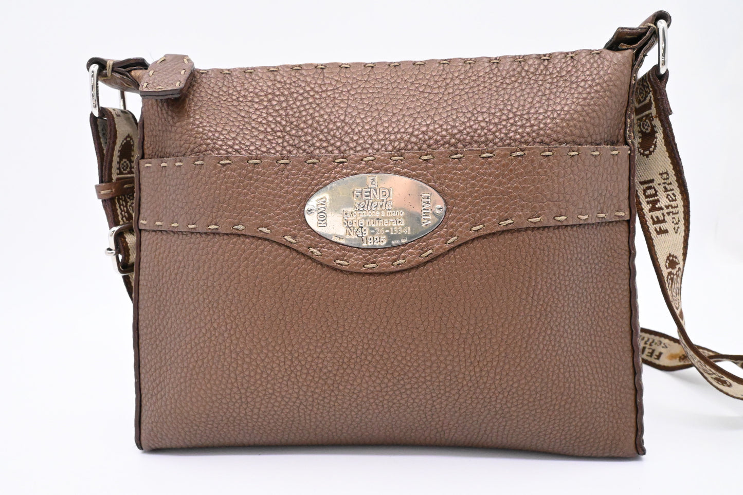 Fendi Selleria Crossbody in Metallic Brown Leather