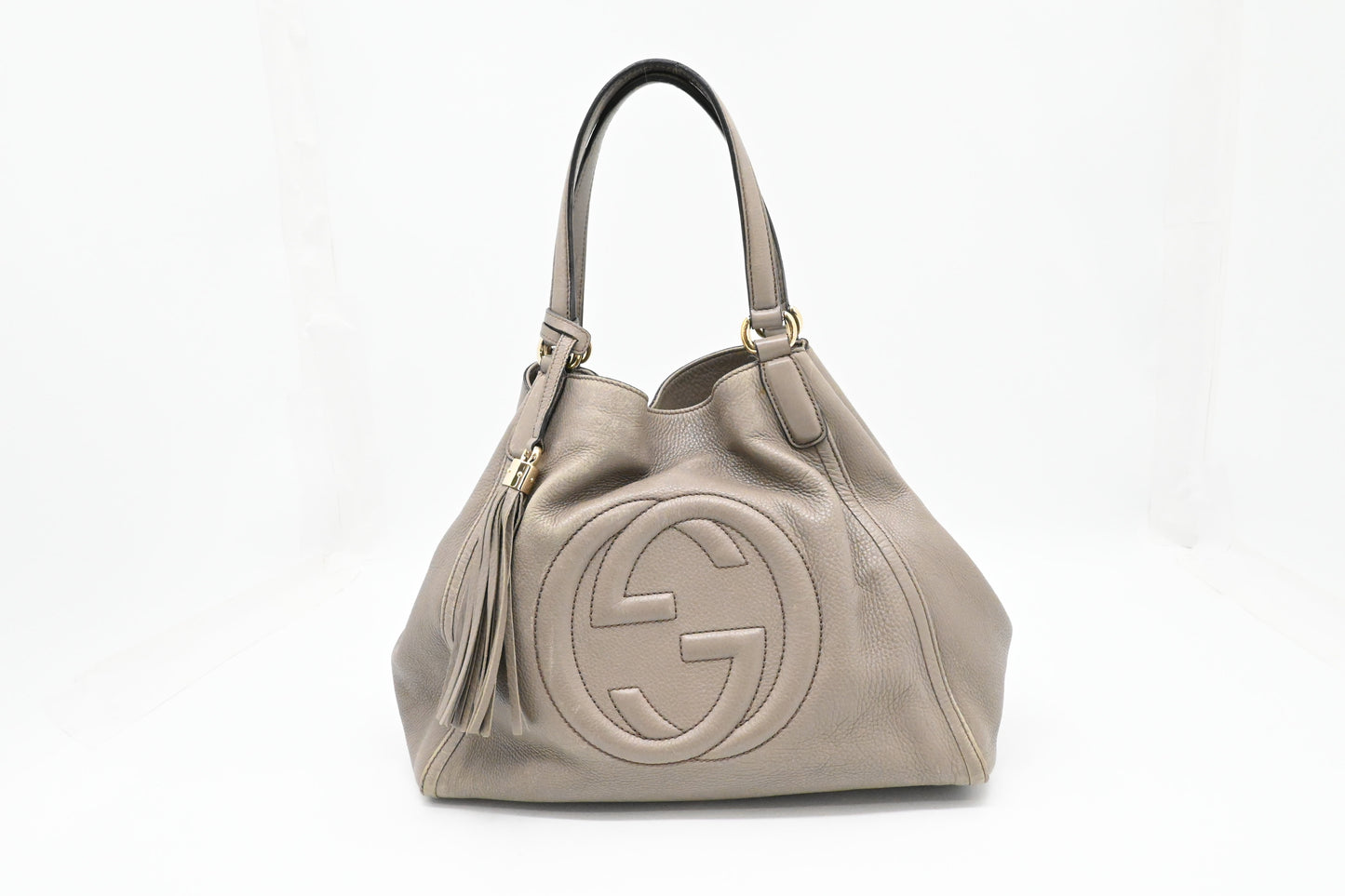 Gucci Soho Tote in Greige Leather