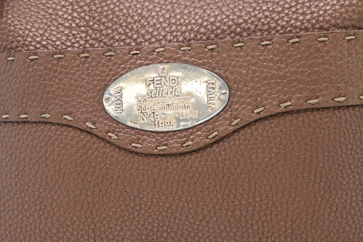 Fendi Selleria Crossbody in Metallic Brown Leather