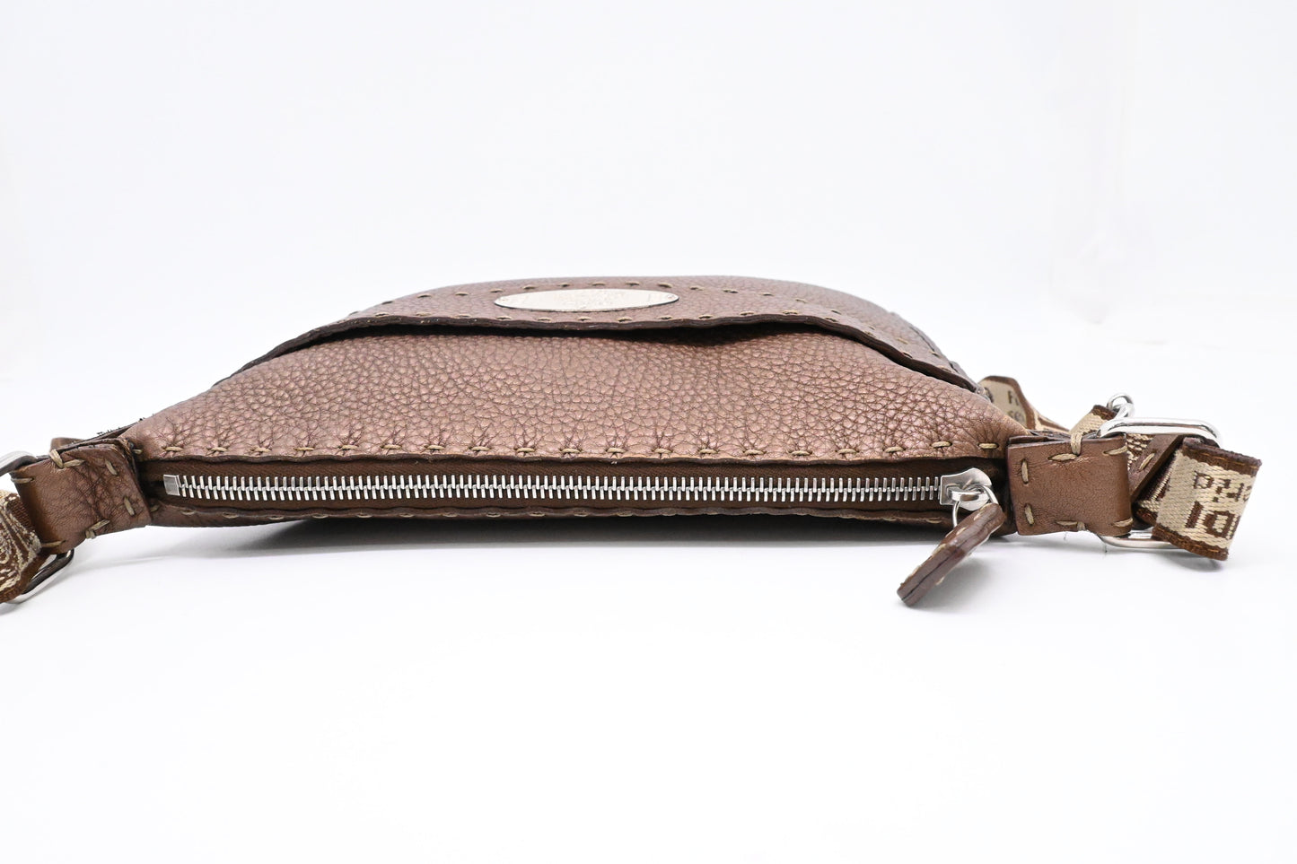 Fendi Selleria Crossbody in Metallic Brown Leather