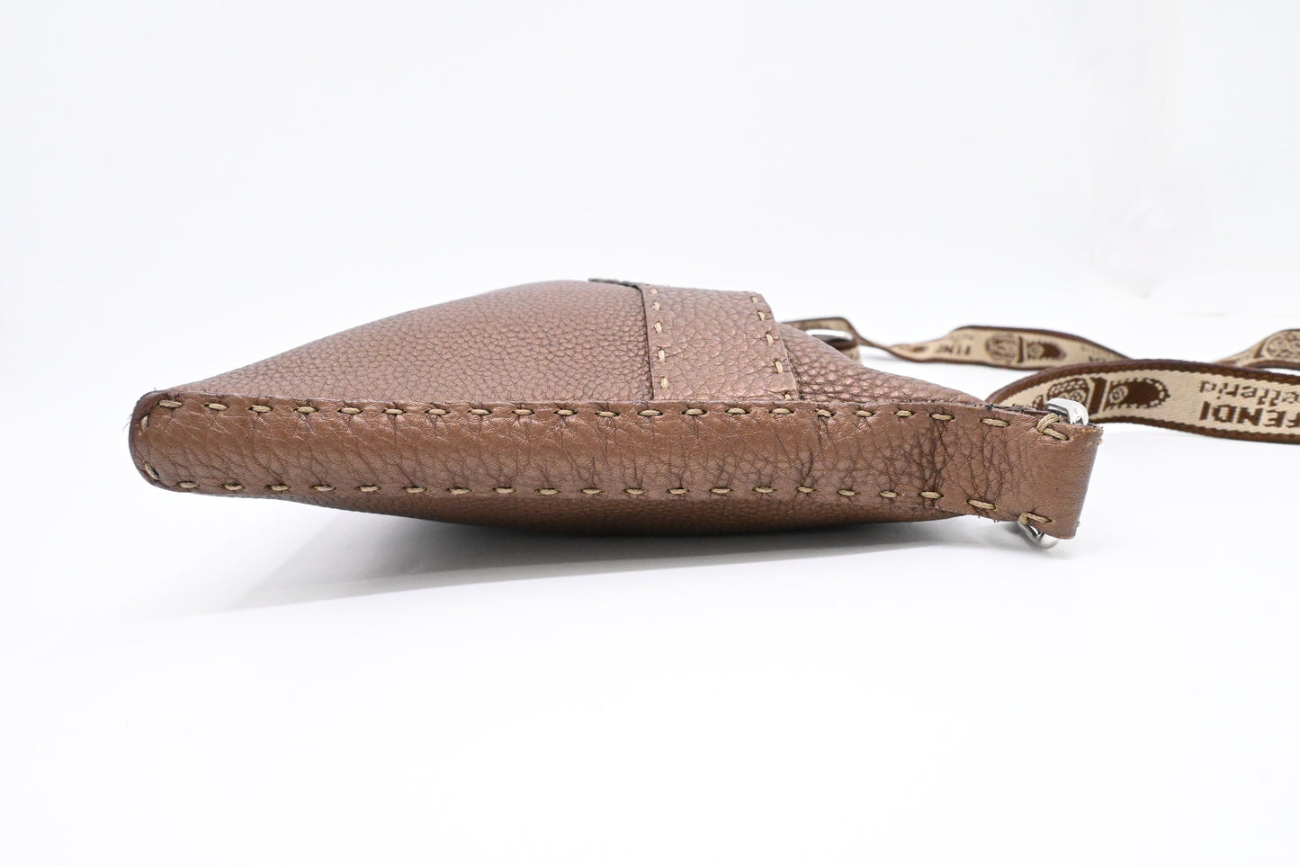 Fendi Selleria Crossbody in Metallic Brown Leather