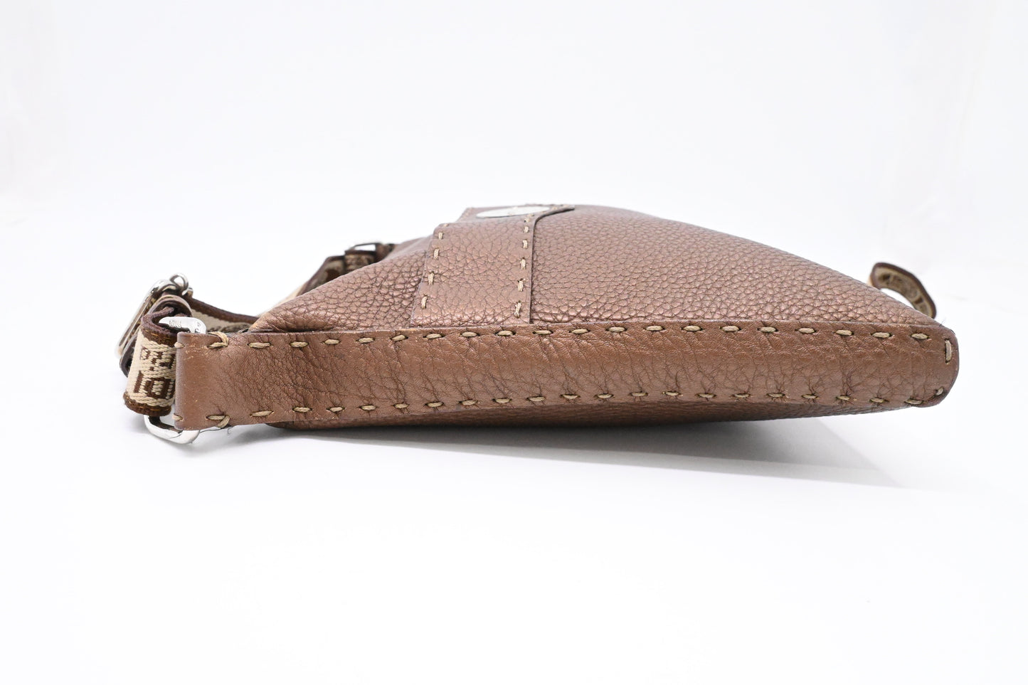 Fendi Selleria Crossbody in Metallic Brown Leather