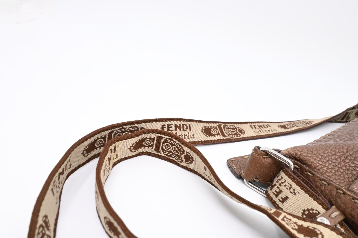 Fendi Selleria Crossbody in Metallic Brown Leather
